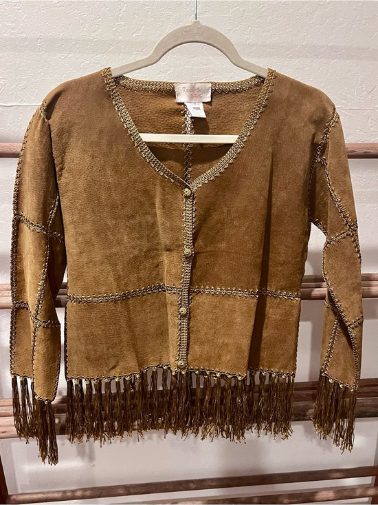 Jackets & Blazers - Vintage-Inspired Fringe Suede Jacket - Brown